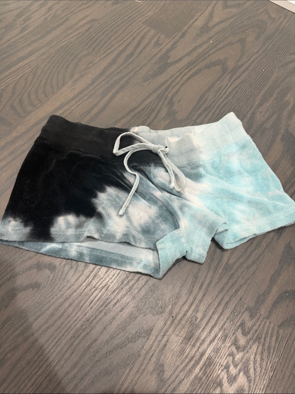 Hard Tail Black & Light Blue Tie-Dye Athletic Shorts